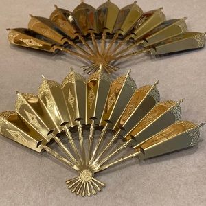 Vintage set of 2 Brass/Metal oriental fans.